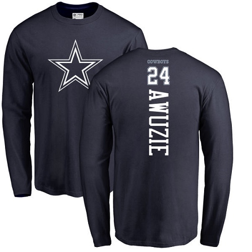 Men Dallas Cowboys Navy Blue Chidobe Awuzie Backer #24 Long Sleeve Nike NFL T Shirt